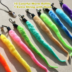 Close-up view of the fuzzy textured faux-fur bodies and attached jingle bells.