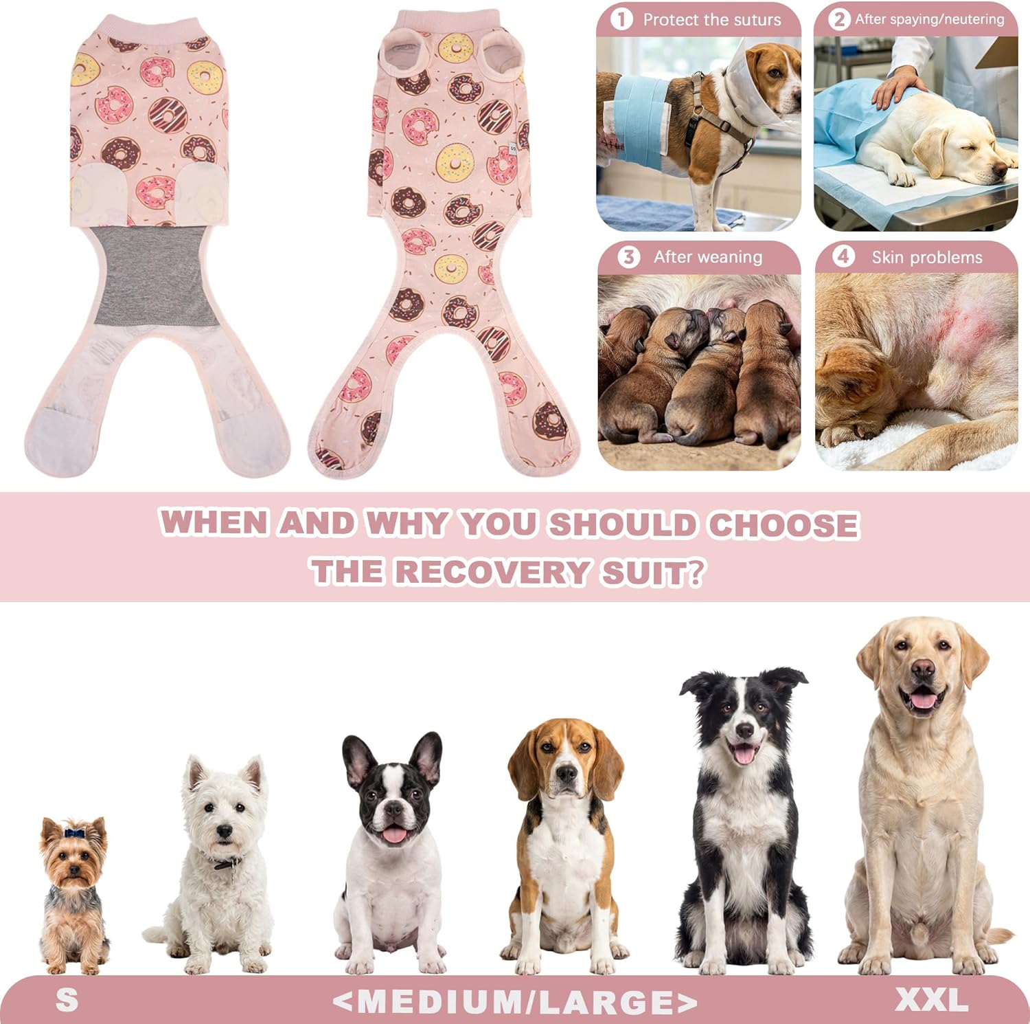 Pink surgical onesie for small dogs and cats