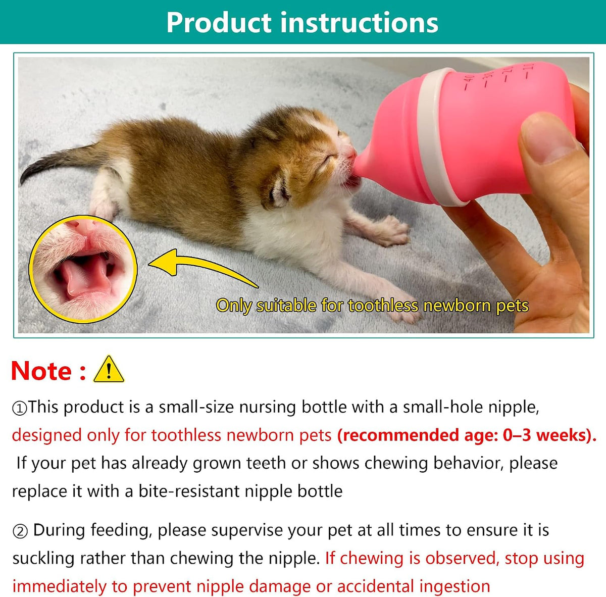 Close up view of the soft silicone pacifier nipple on the YeulYuuri puppy nursing bottle.