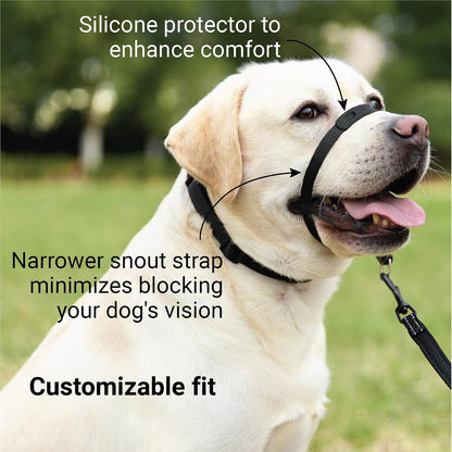 SVD.PET dog headcollar showing silicone snout protector