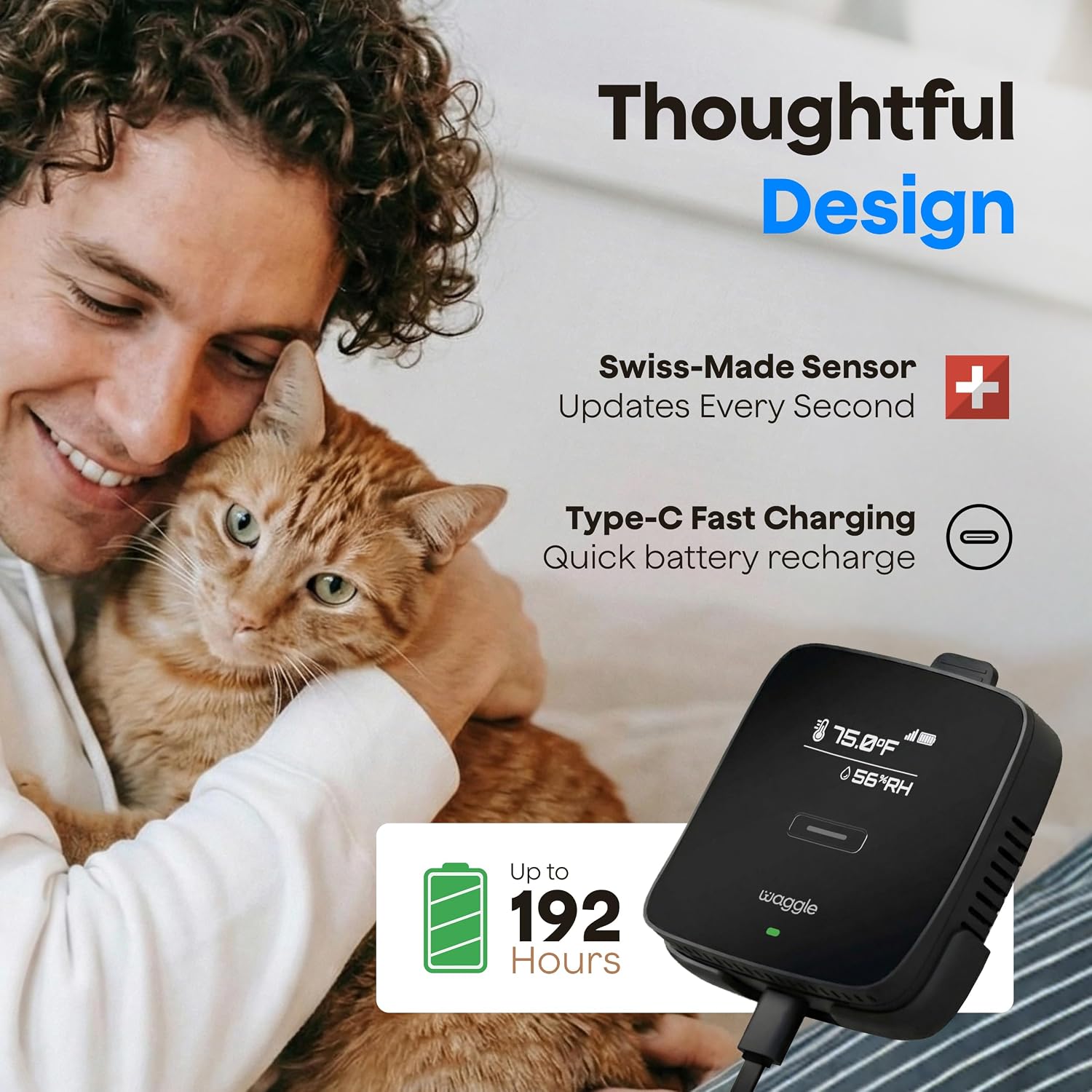 Waggle pet safety monitor showing cellular signal indicator