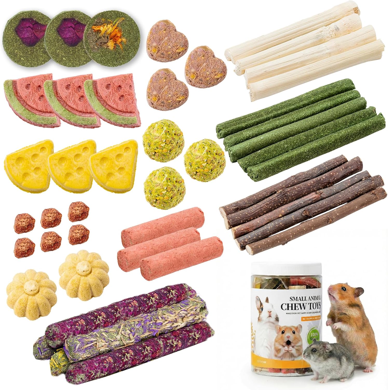 JOUSONTY hamster chew toys variety assortment pack front view