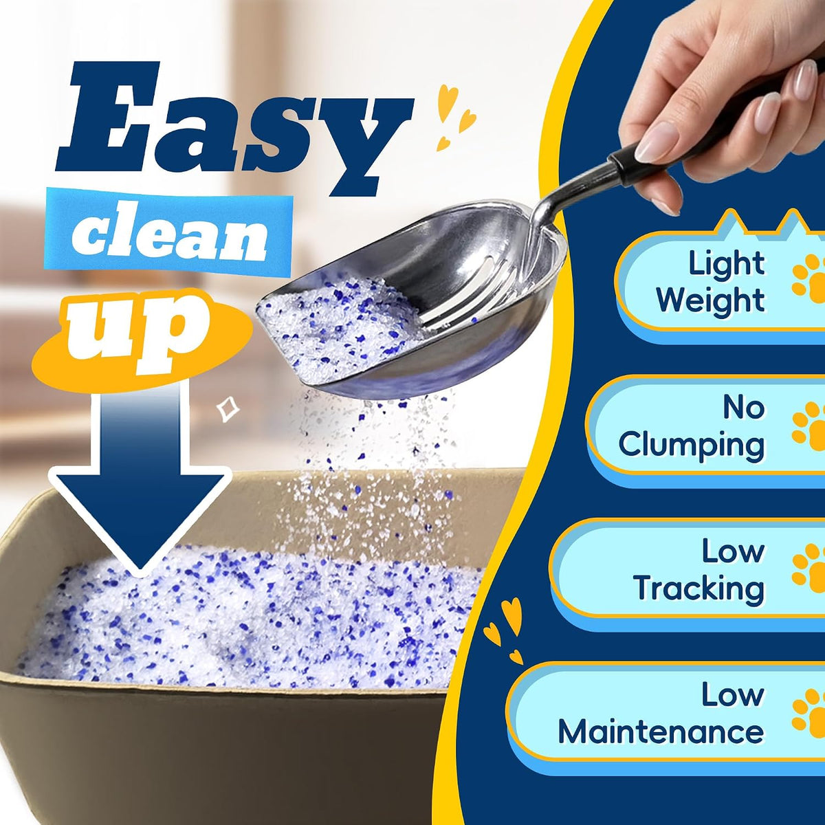Side profile of LMJP cat litter moisture absorption technology