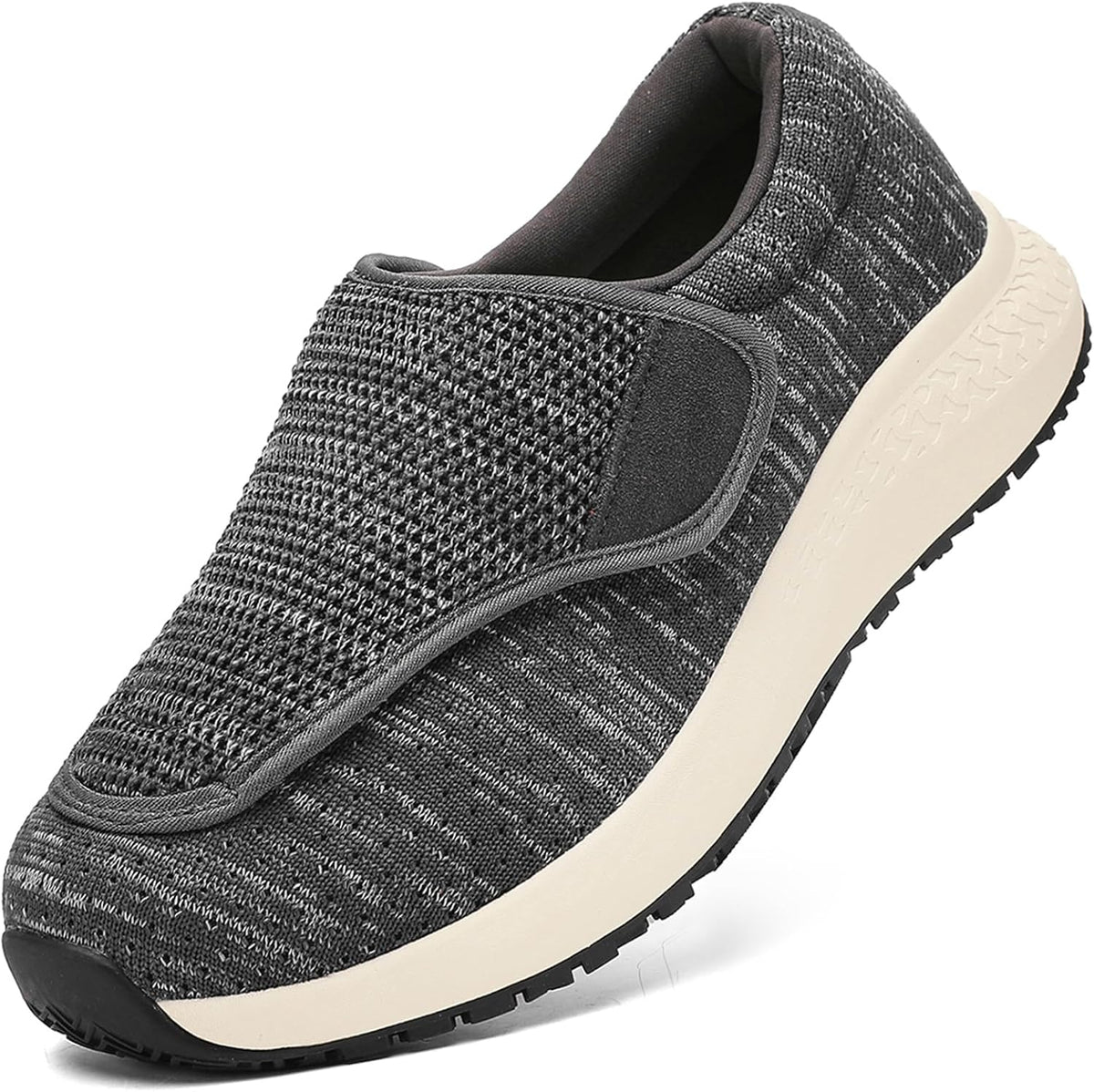 HOMASS Diabetic Shoes front view adjustable gray walking footwear.