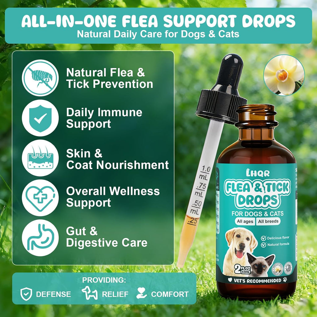 Safe dietary flea defense formula for all dog and cat breeds close up