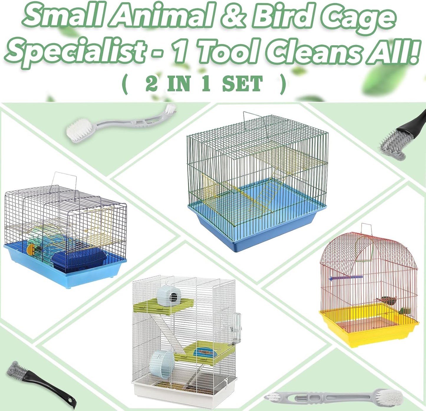 Easy to rinse two in one pet cage maintenance tool