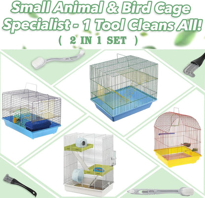 Easy to rinse two in one pet cage maintenance tool