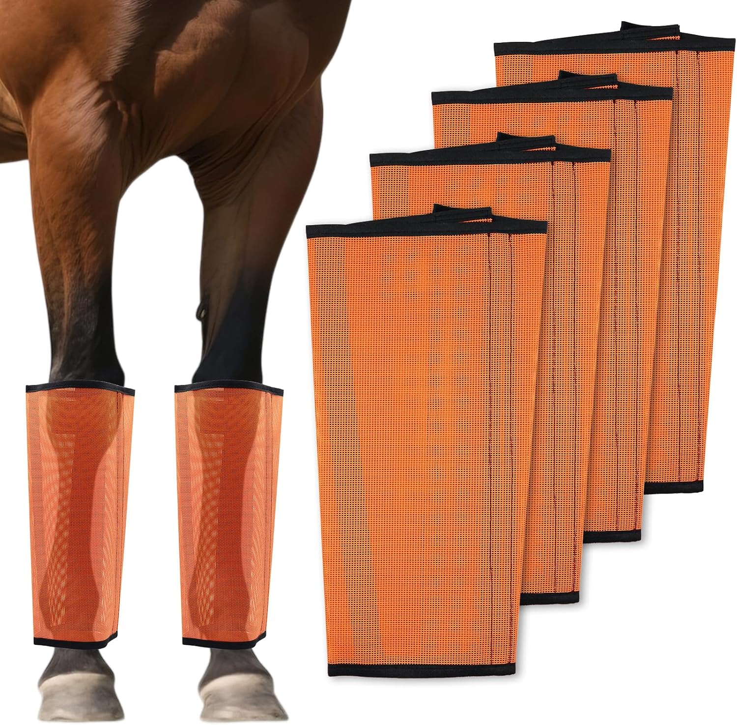 Mesh Horse Fly Boots Set of 4 - Loose Fitting Breathable Leggings for Horses, Adjustable Anti-Stomping Leg Wraps, Stay-Up No-Slip Design for All 4 Legs (Green) - Image 12
