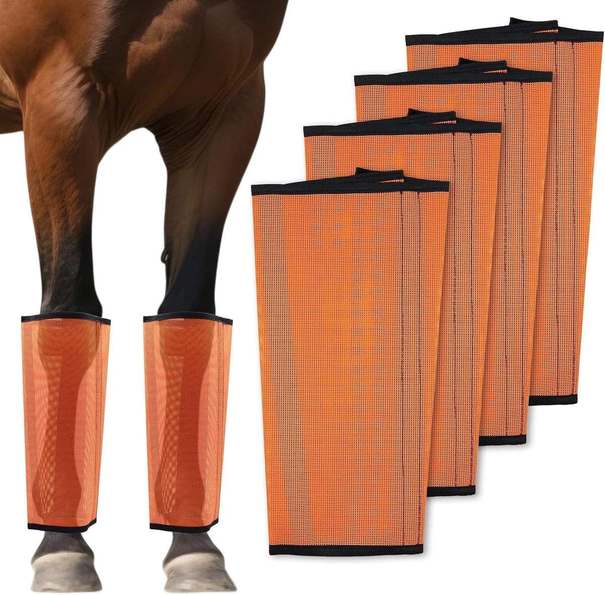 Mesh Horse Fly Boots Set of 4 - Loose Fitting Breathable Leggings for Horses, Adjustable Anti-Stomping Leg Wraps, Stay-Up No-Slip Design for All 4 Legs (Green) - Image 12