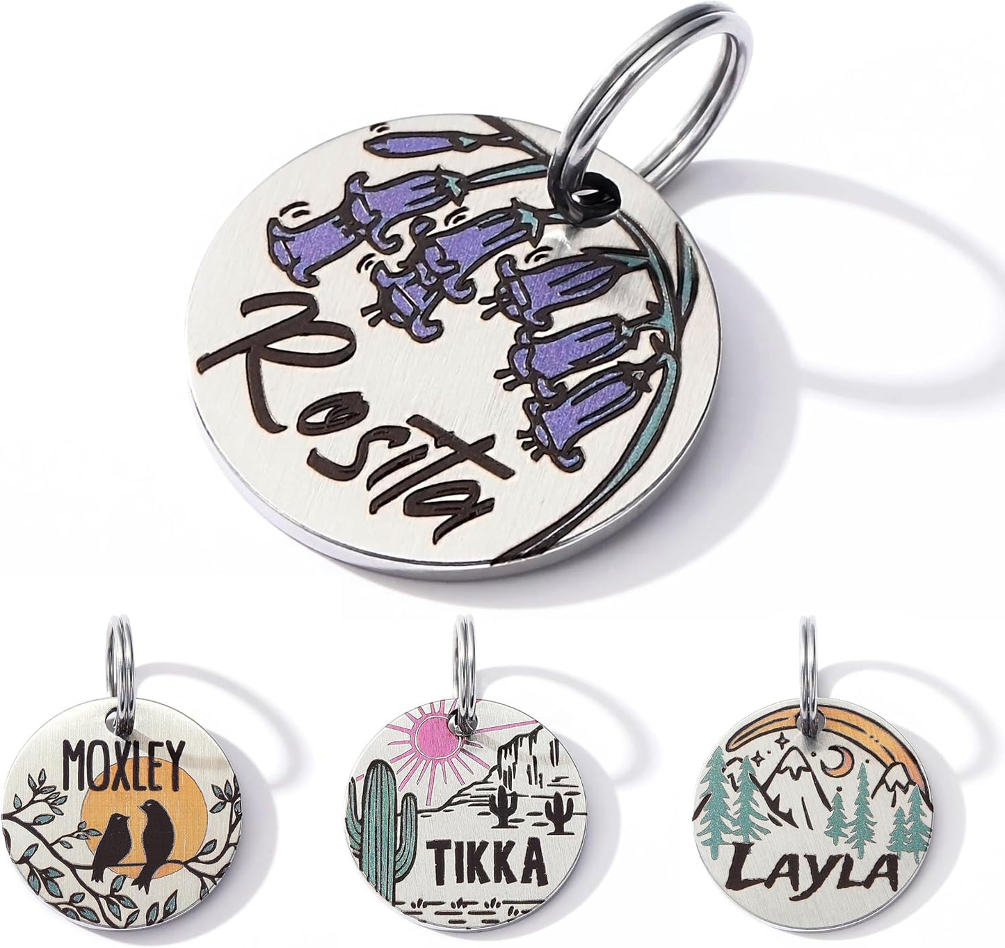 Colorful Dog Tags Personalized, Engraved Dog Tags with Colored Printing for Pets, Customizable Cat Collar Holder Tag (Cactus) - Image 14