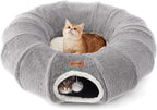 ZOMISIA Cat Tunnel Bed for Indoor Cats, Cute Cat Donut Toy Tunnel for Small Large Cats, Peekaboo Pet Cave Play Tunnel Toys for Kitten/Rabbit,Beige - Image 10