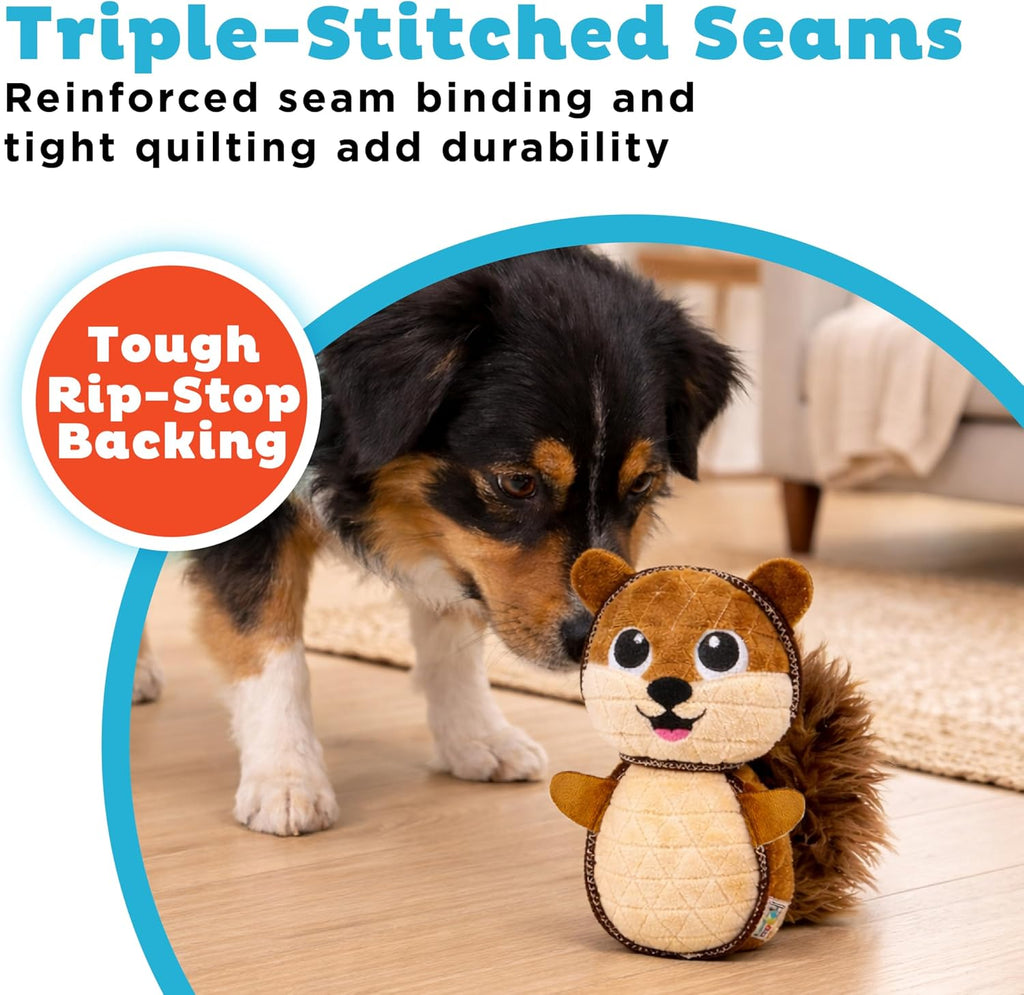Durable plush squirrel toy with rip stop fabric