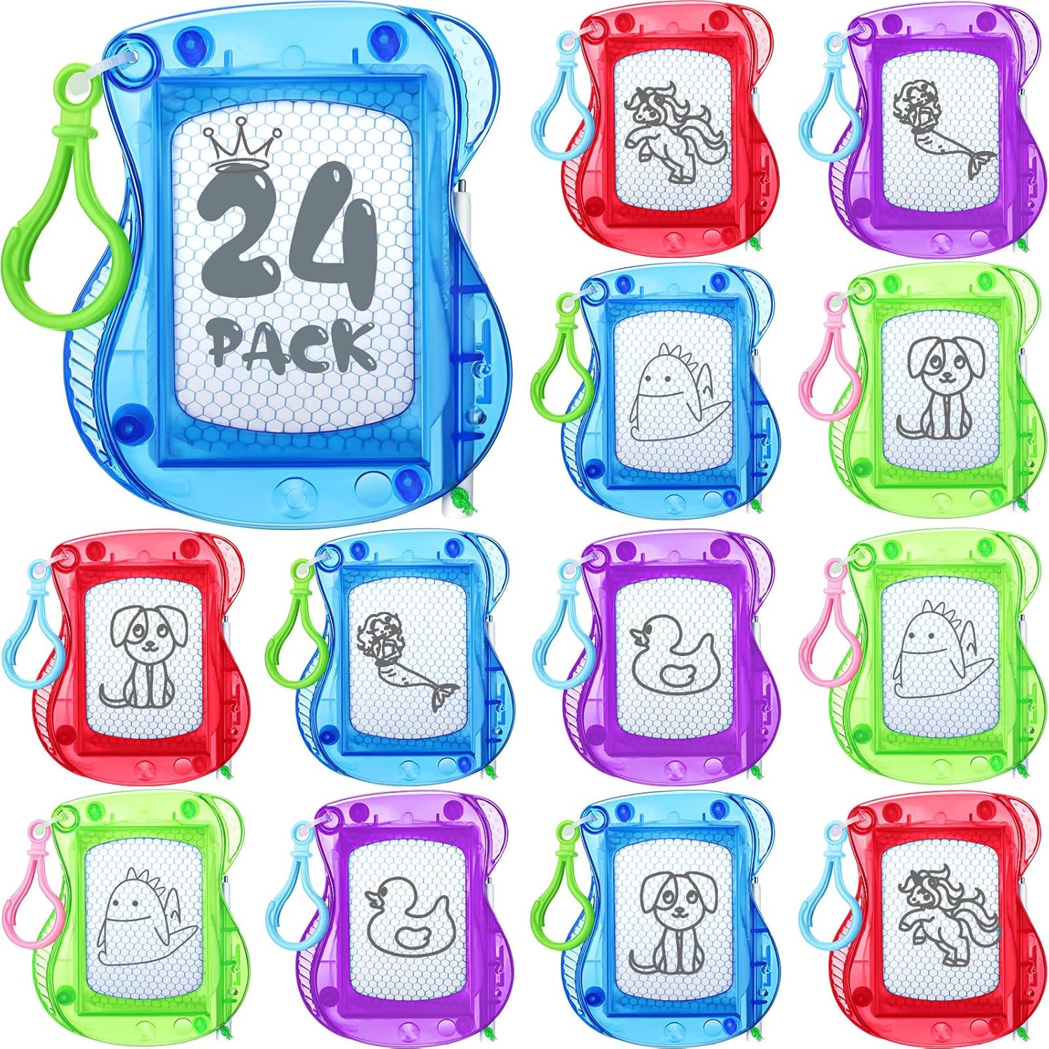 Chinco 24 Pieces Mini Magnetic Drawing Board set front view