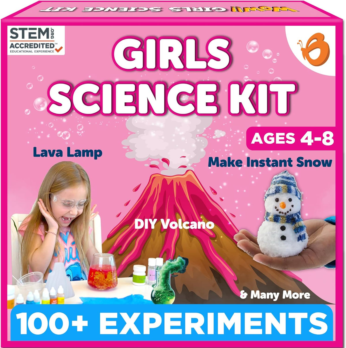 Butterfly EduFields Girls Science Kit front view of packaging showing colorful STEM project themes.