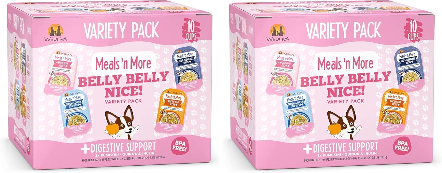 Weruva Meals 'n More Natural Wet Dog Food, Belly Belly Nice! Digestive Support Variety Pack, 3.5oz Cup (Pack of 10) - Image 11