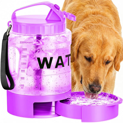 77oz Portable Dog Water Bottle, Camping Essentials, Large Travel Bottle with Pull-Out Drinking Bowl, Portable Beach Accessories, Car Water Container for Dogs, BPA Free - Black - Image 13