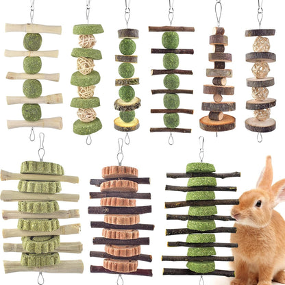 ERKOON Bunny Chew Toys, Rabbit Chew Toys for Teeth Grinding, Improve Dental Health, 100% Natural Apple Wood Timothy Grass Cake Treats for Rabbits Guinea Pigs Chinchillas Bunnies Hamsters (3 Pcs) - Image 9