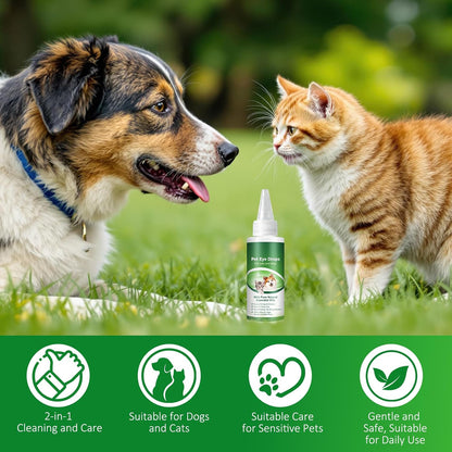 VOSIFSDIY essential oil pet eye cleanser side view showing benefits.