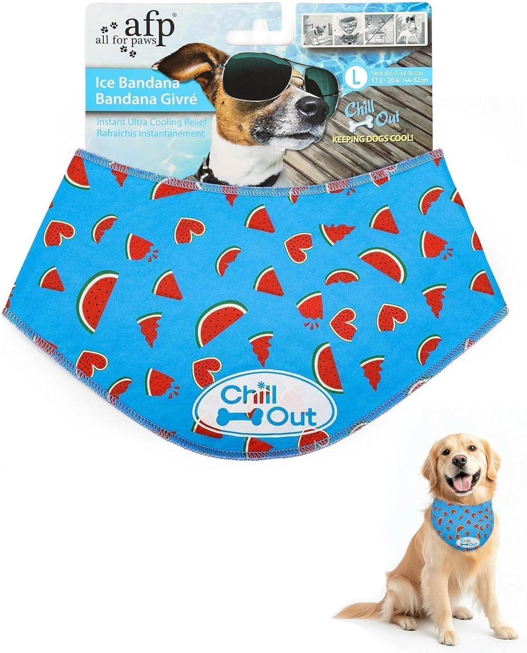 ALL FOR PAWS Cooling Bandana for Dogs, Dog Cooling Neck Wrap, Ice Dog Bandanas for Medium Dogs, Cooling Scarf for Dogs, Blue Neck Cooler for Dogs(M, Neck Girth 15-18.1") - Image 10