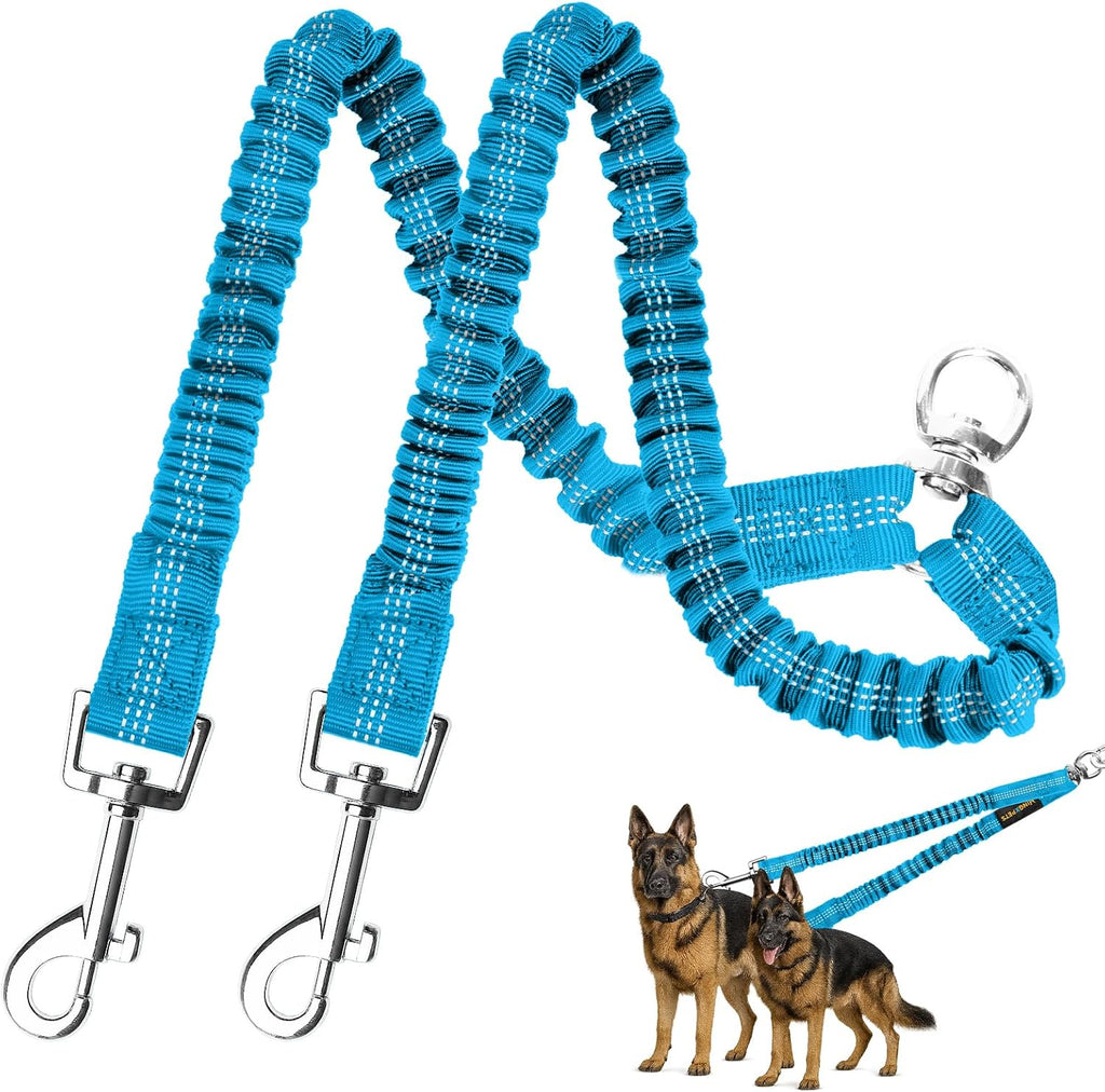 Adjustable dual leash system for small dogs in pink