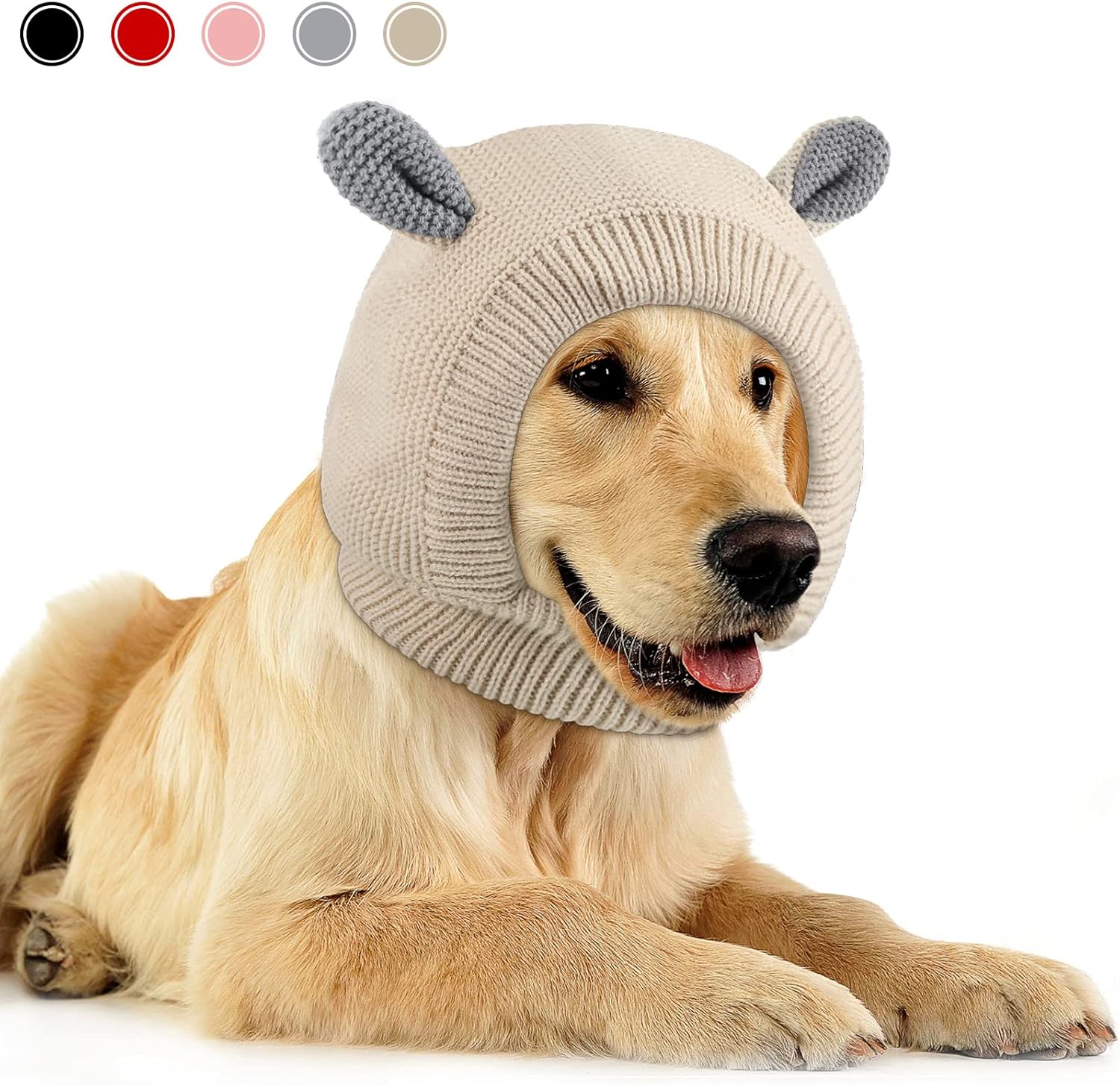 Frienda Dog Ear Muffs Noise Protection, Neck 14.96 Inch Fits Medium Dogs, Knitted Calming Hood for Dogs, Fireworks Thunder Anxiety Relief, Fleece Inner Warm Beanie Hat(Black) - Image 15
