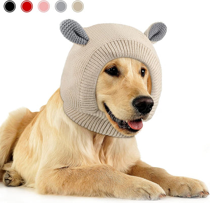 Frienda Dog Ear Muffs Noise Protection, Neck 14.96 Inch Fits Medium Dogs, Knitted Calming Hood for Dogs, Fireworks Thunder Anxiety Relief, Fleece Inner Warm Beanie Hat(Black) - Image 15