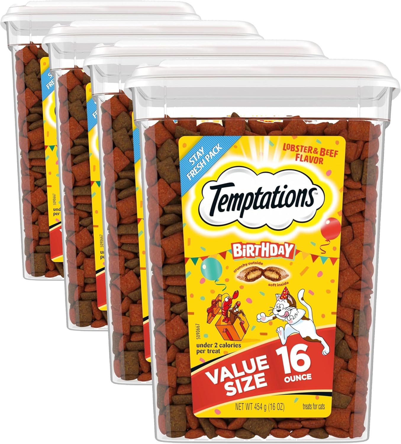 Temptations Birthday Cat Treats, Crunchy and Soft Cat Treats, Lobster & Beef Flavor, 16 oz. Tub - Image 9
