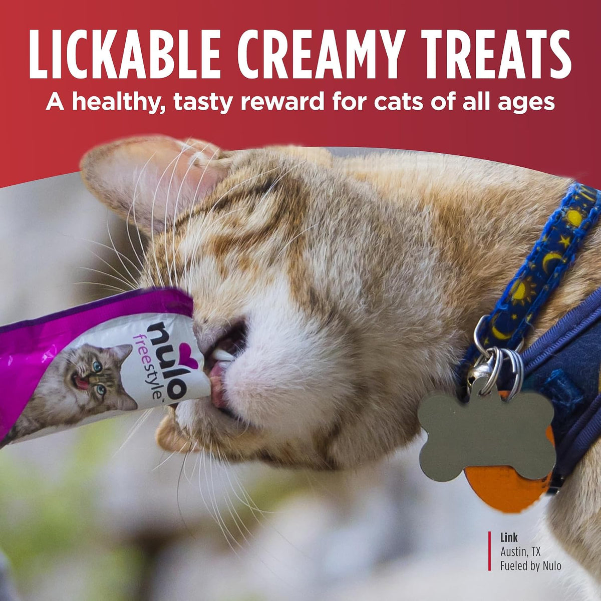 Nulo cat treat pouch being squeezed onto food
