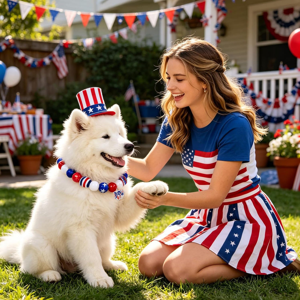 USA imported patriotic dog necklace variant in red extra large size