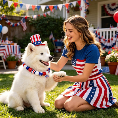 USA imported patriotic dog necklace variant in red extra large size