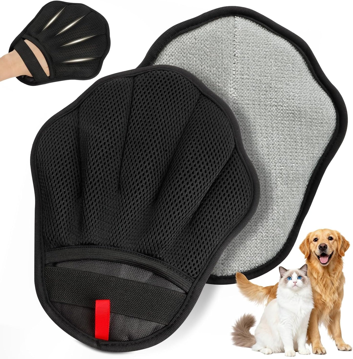 Palirs pet hair removal glove electrostatic front view black