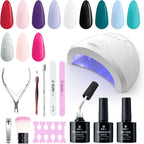 Sunuv gel nail polish kit front view with 48 watt UV LED lamp and 12 colors