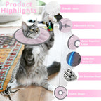 Soft comfortable Elizabethan e collar for cats showing adjustable drawstring closure