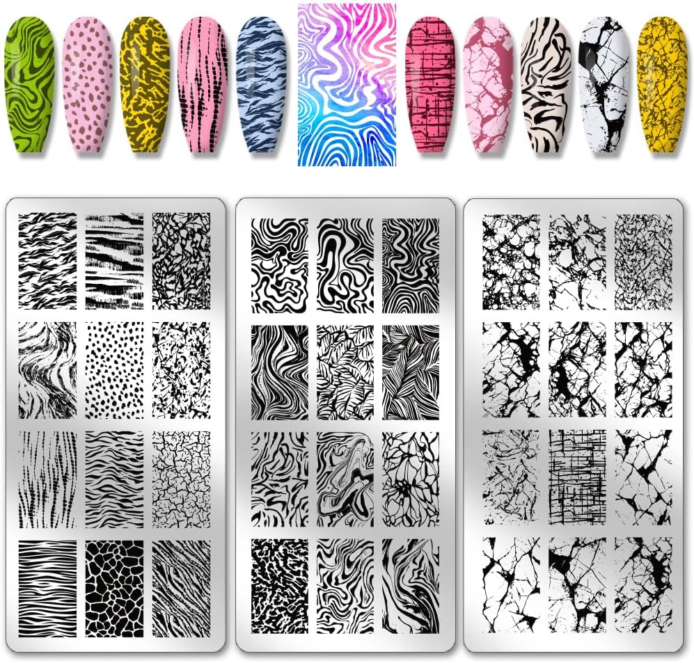 PH PandaHall marble nail stamping plates front view showing natural stone patterns
