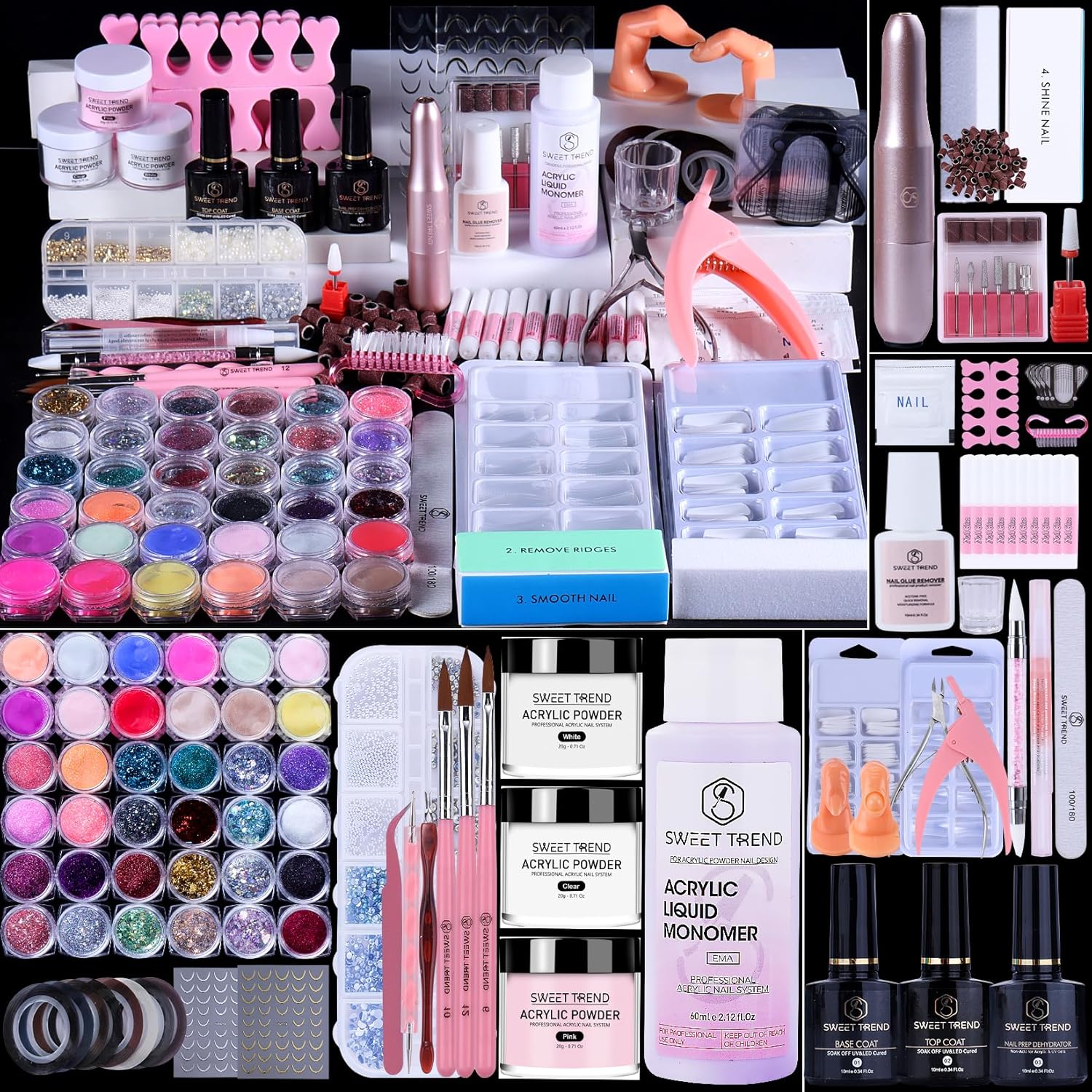 Sweet Trend acrylic nail kit with drill front view