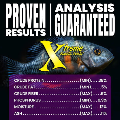 Back of Xtreme Cichlid Peewee packaging showing usage instructions
