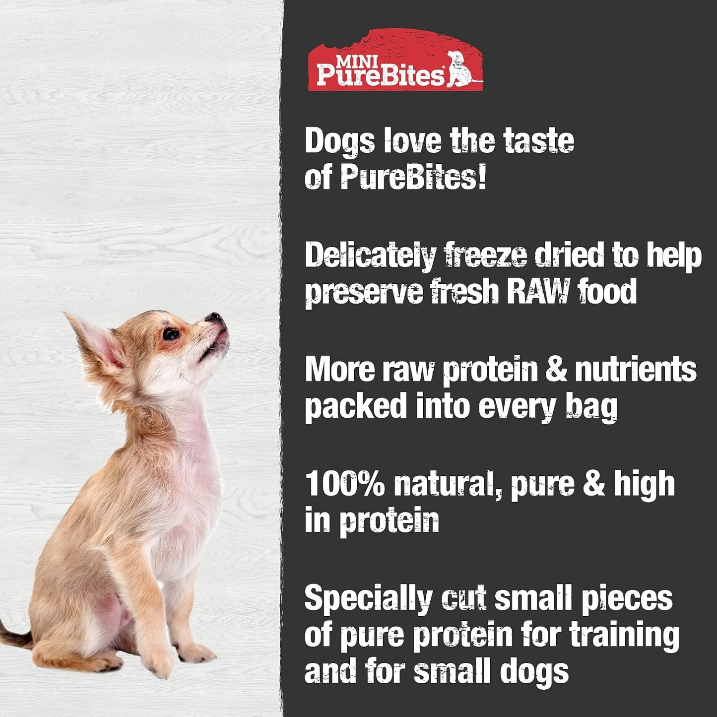 PureBites raw freeze dried chicken breast treats displaying premium human grade product quality