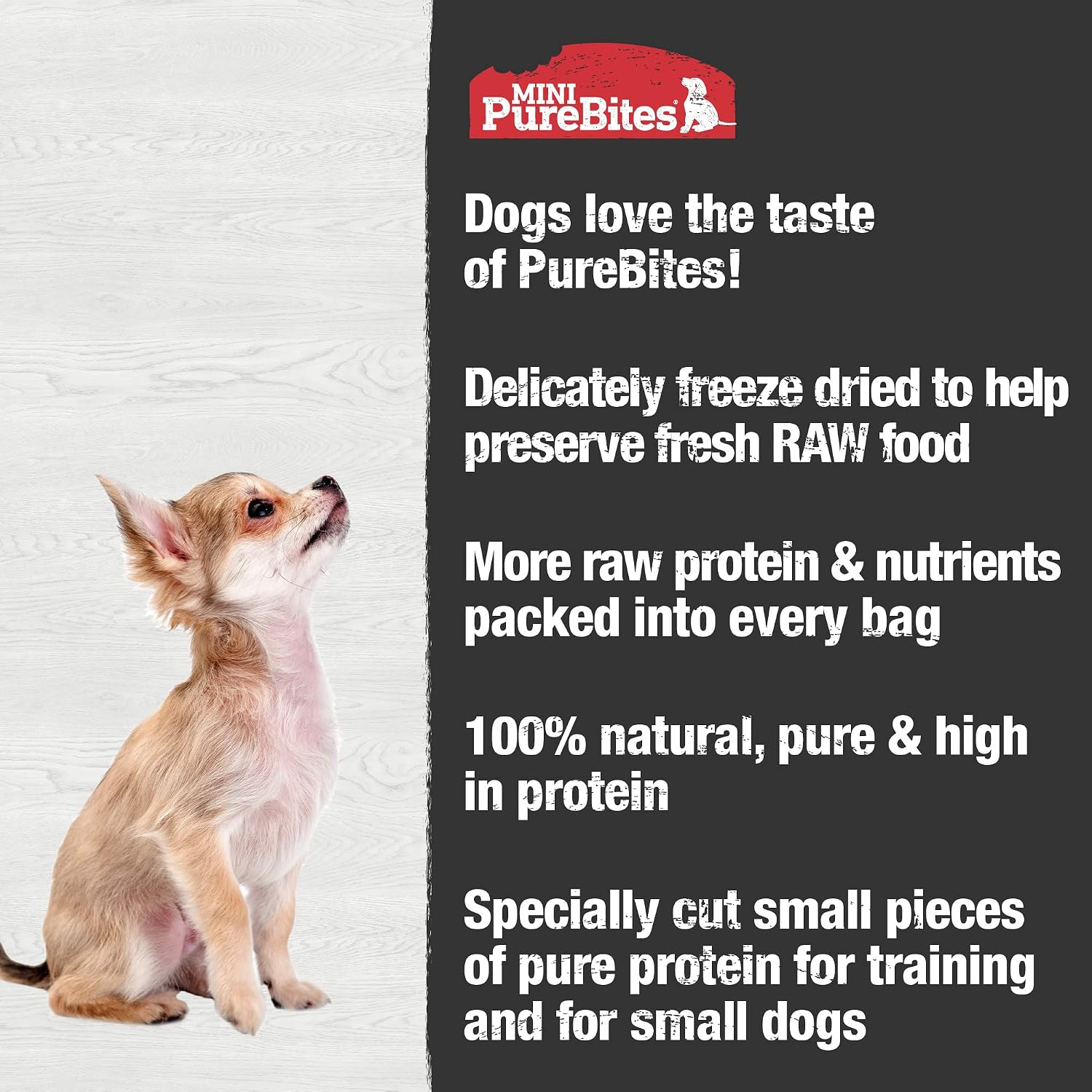 PureBites raw freeze dried chicken breast treats displaying premium human grade product quality