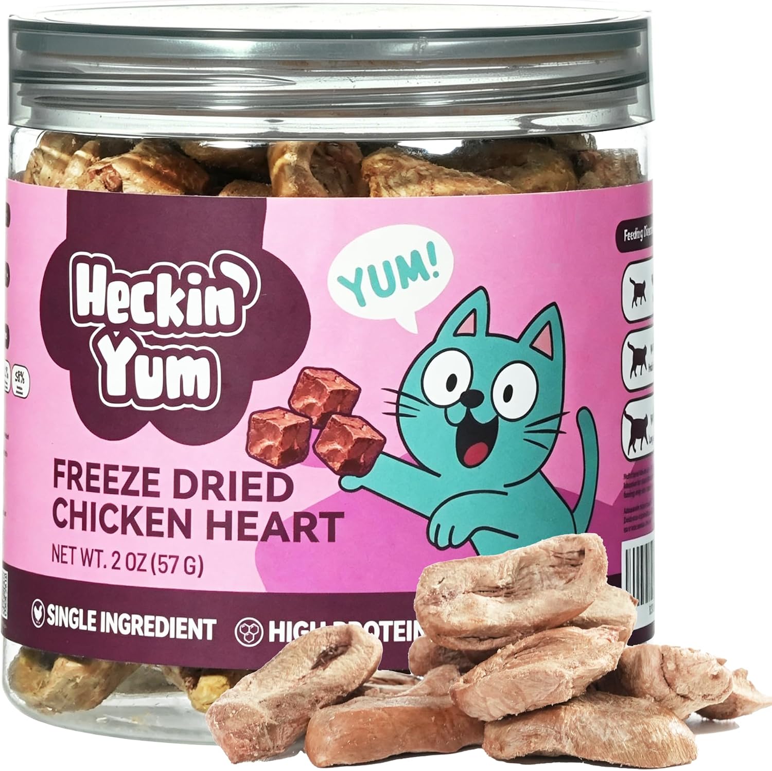 Lilsnoots freeze dried chicken hearts pet treats front packaging view