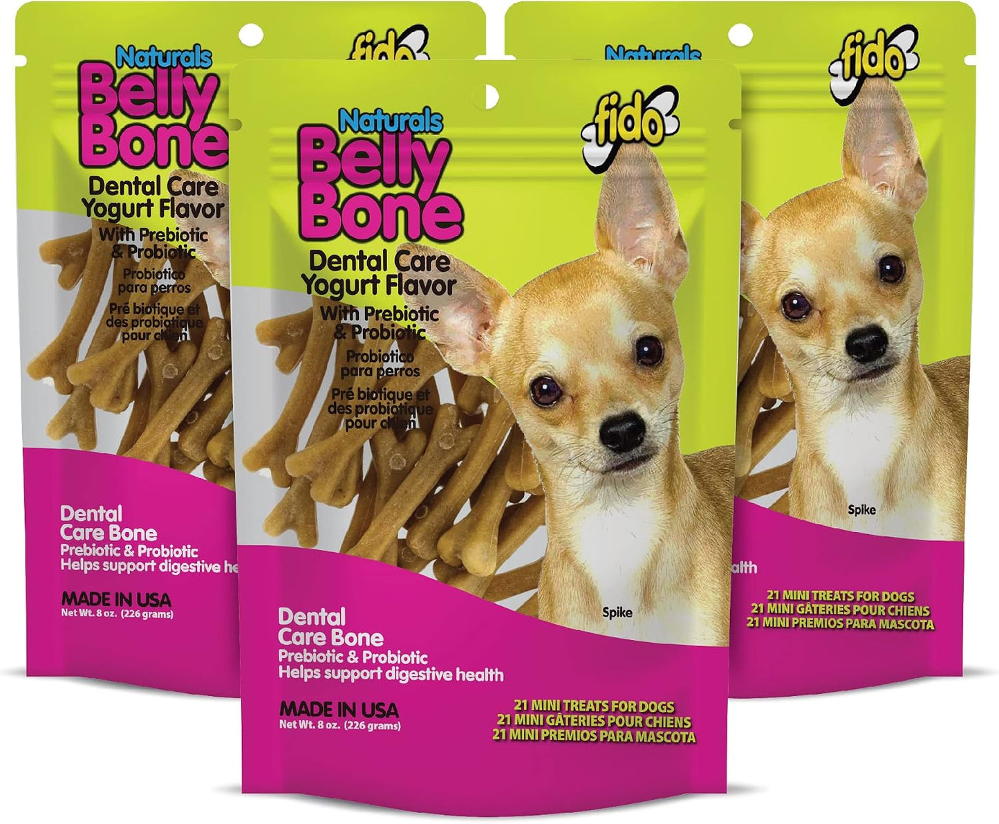 Fido Belly Bones for Dogs, Mini - 21 Count - Yogurt-Flavor Dental Treats for Small Dogs - Plaque & Tartar Control for Fresh Breath - Digestive Support - Made in USA - Image 11