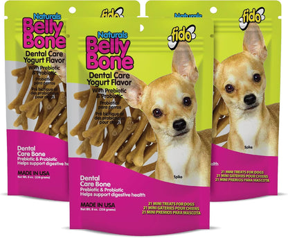 Fido Belly Bones for Dogs, Mini - 21 Count - Yogurt-Flavor Dental Treats for Small Dogs - Plaque & Tartar Control for Fresh Breath - Digestive Support - Made in USA - Image 11
