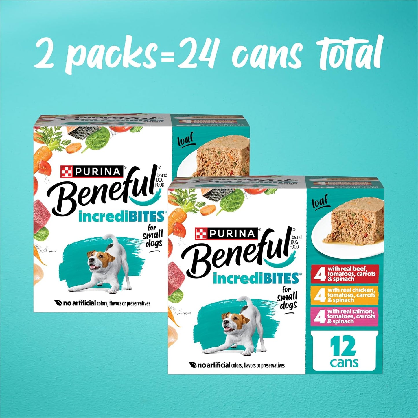 Premium wet dog food for small dogs with real meat and visible vegetables