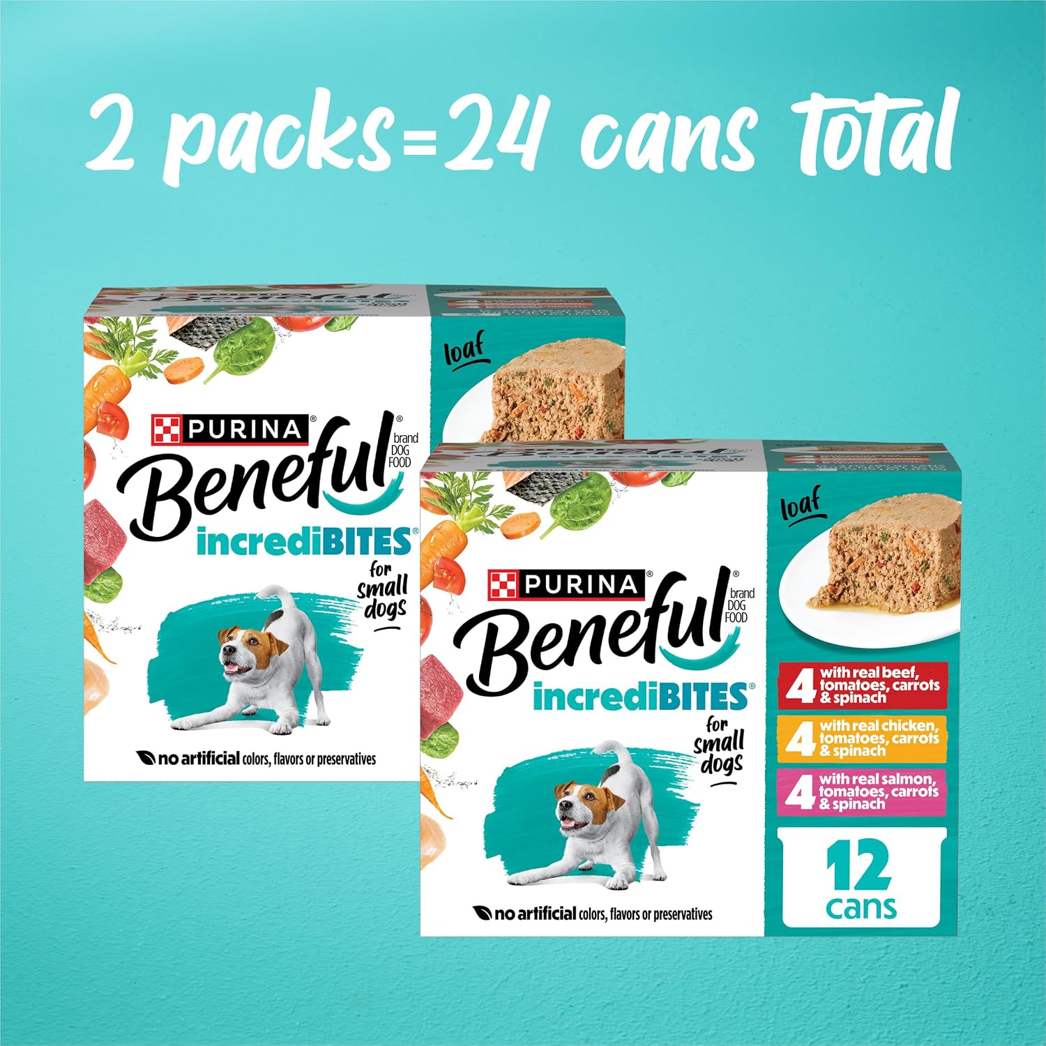 Premium wet dog food for small dogs with real meat and visible vegetables