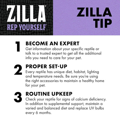 Detailed product label of Zilla calcium supplement food spray