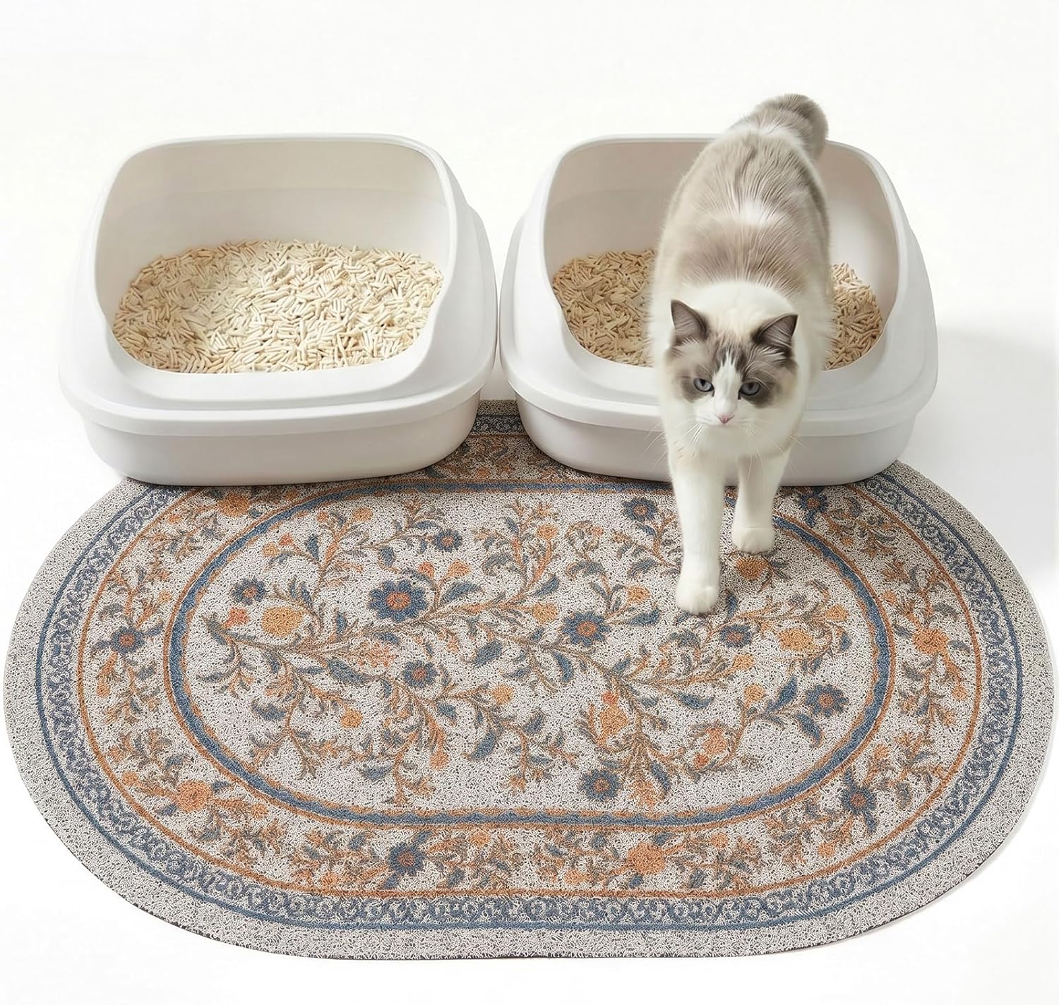 Bienbee Cat Litter Mat, 24" x 15" Litter Box Mat Rug with Non-Slip Bottom,Urine and Water Proof, Easy to Clean Cat Supplies Essentials for Indoor Kitty Kitten Floor, Bean-Green M - Image 9