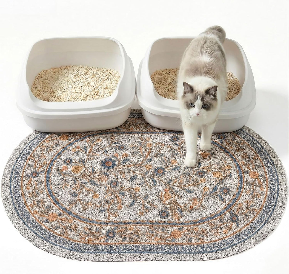 Bienbee Cat Litter Mat, 24" x 15" Litter Box Mat Rug with Non-Slip Bottom,Urine and Water Proof, Easy to Clean Cat Supplies Essentials for Indoor Kitty Kitten Floor, Bean-Green M - Image 9