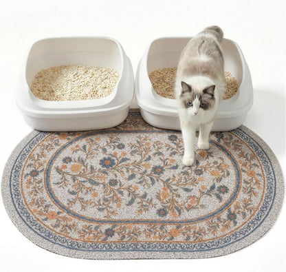 Bienbee Cat Litter Mat, 24" x 15" Litter Box Mat Rug with Non-Slip Bottom,Urine and Water Proof, Easy to Clean Cat Supplies Essentials for Indoor Kitty Kitten Floor, Bean-Green M - Image 9