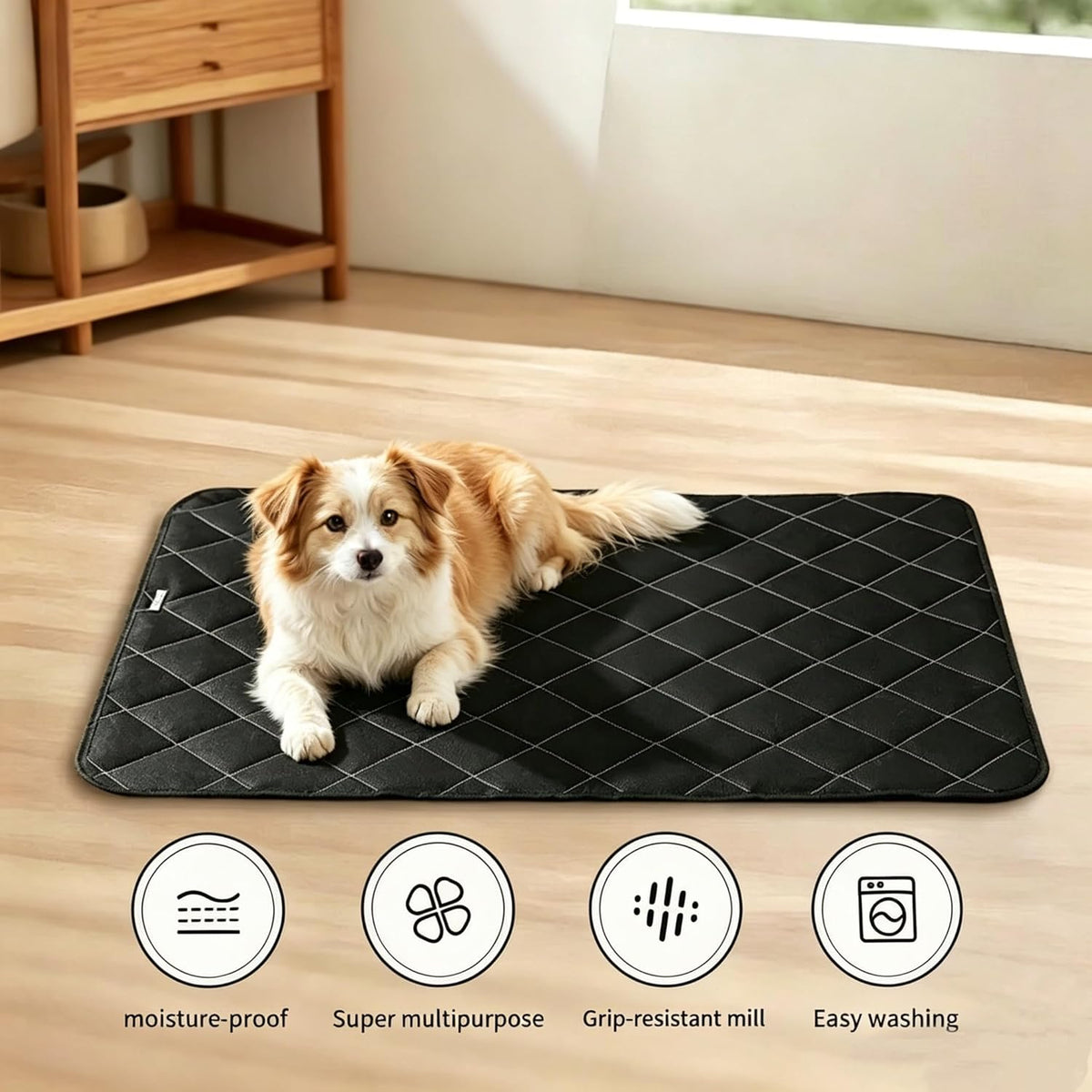 Close up of tear-resistant Oxford fabric on Zcoyjbi crate pad
