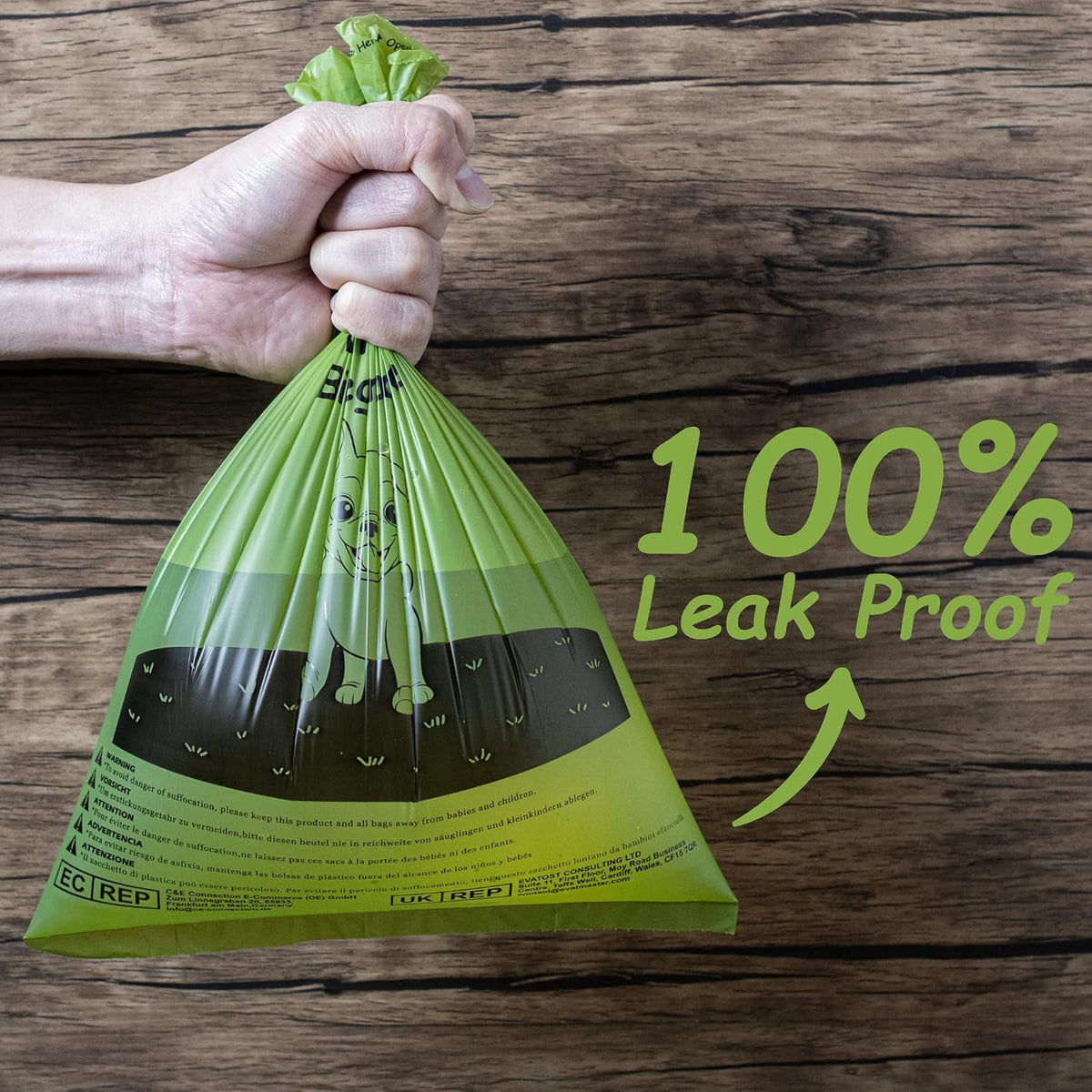 Greener Walker corn starch blend dog poop bags single roll display
