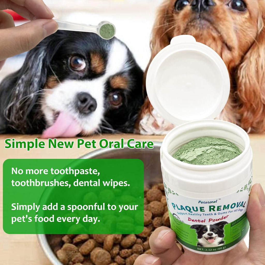 Side profile of Petstoral dental powder 2-pack bundle